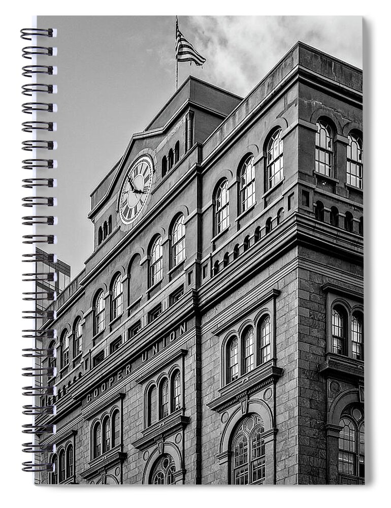 Cooper Union Spiral Notebook featuring the photograph The Cooper Union BW by Susan Candelario
