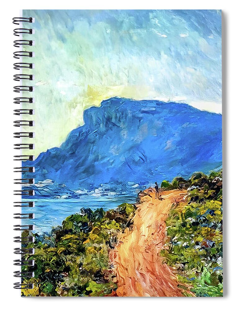 Corniche Spiral Notebook featuring the painting The Corniche of Monaco by Claude Monet 1884 by Claude Monet