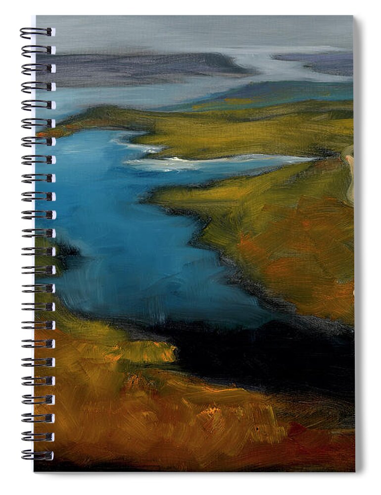 Loch Spiral Notebook featuring the painting The Course by Roger Clarke