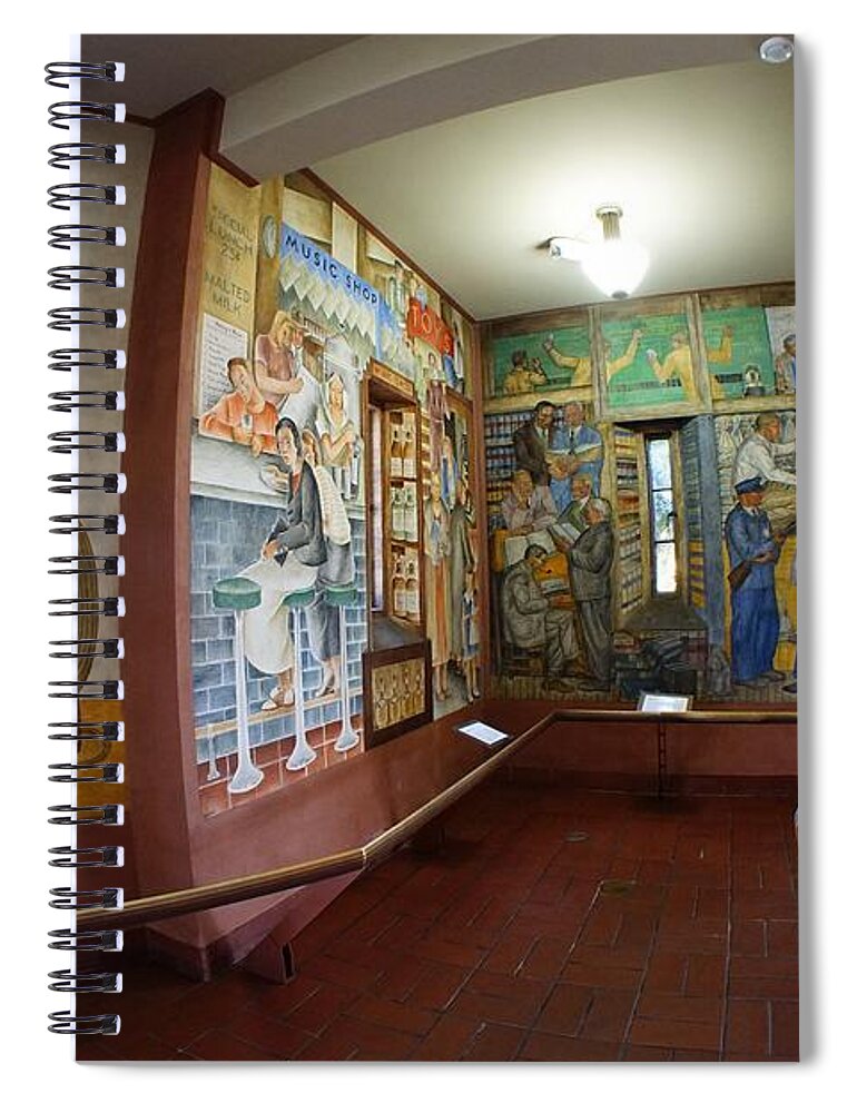 Coit Tower Murals Spiral Notebook featuring the photograph The Cowboy and Others by Tony Lee