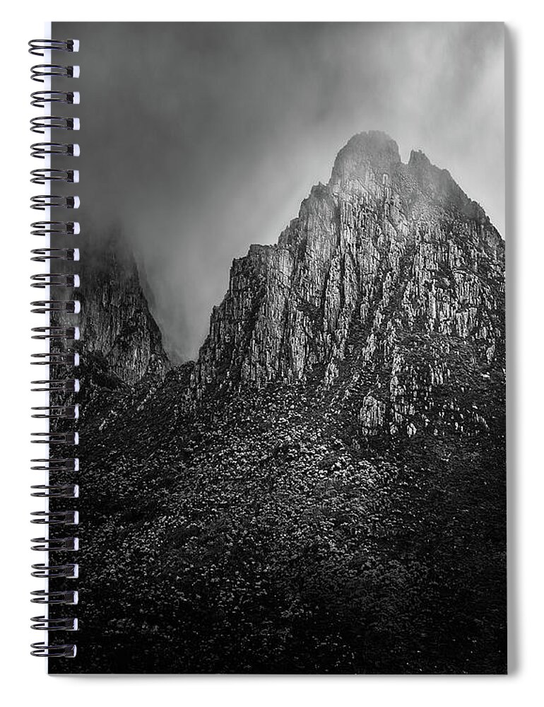 Monochrome Spiral Notebook featuring the photograph Mountain by Grant Galbraith