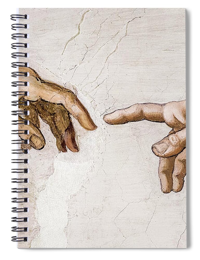 Michelangelo Buonarroti Spiral Notebook featuring the painting The Creation of Adam, detail by Michelangelo