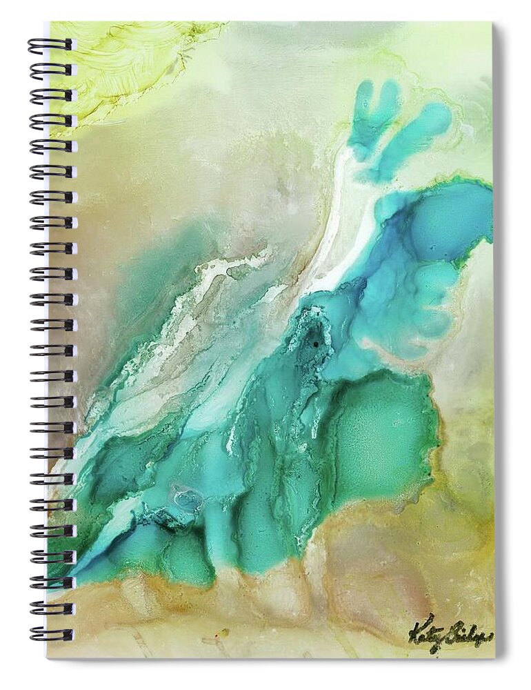 Abstract Spiral Notebook featuring the painting The Crevice by Katy Bishop