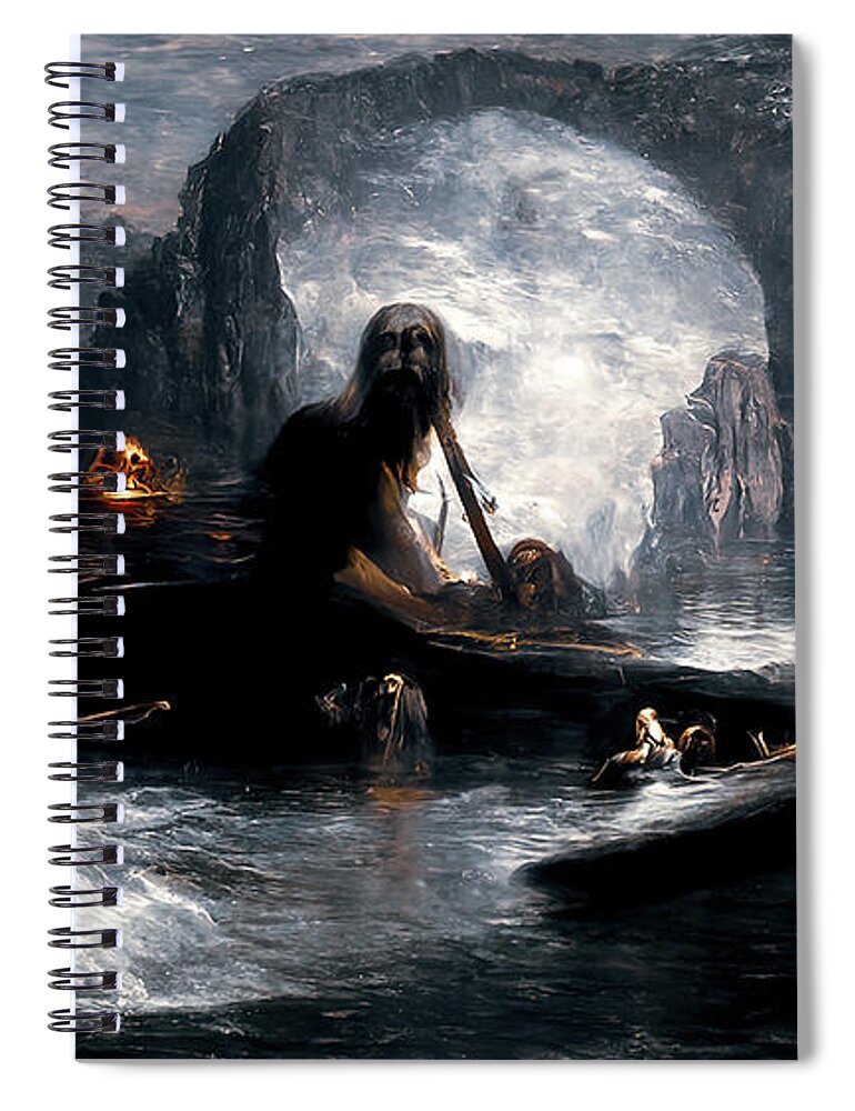 Styx Spiral Notebook featuring the painting The damned souls of the River Styx, 02 by AM FineArtPrints