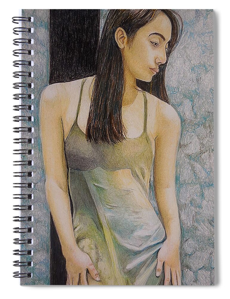 Dancer.girl Spiral Notebook featuring the drawing The dancer by Tim Ernst