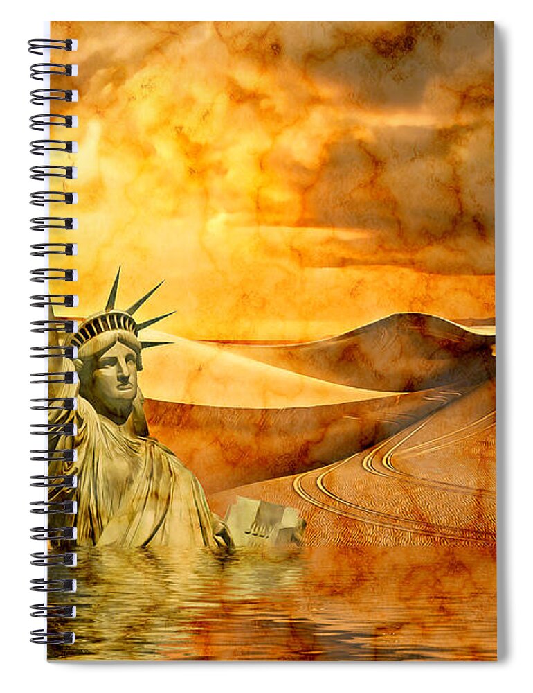 Liberty Spiral Notebook featuring the digital art The Death of Liberty by Ally White