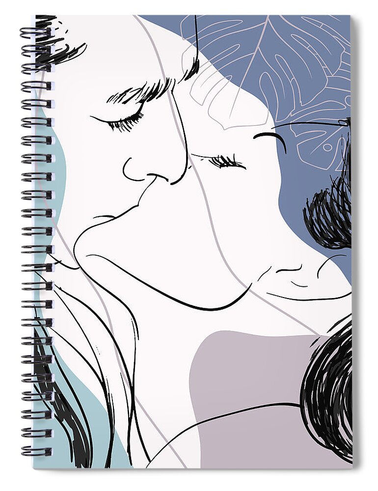 Vintage girlfriend hugging her boyfriend, Valentines theme line drawing,  couple love illustration Art Print by Mounir Khalfouf - Fine Art America