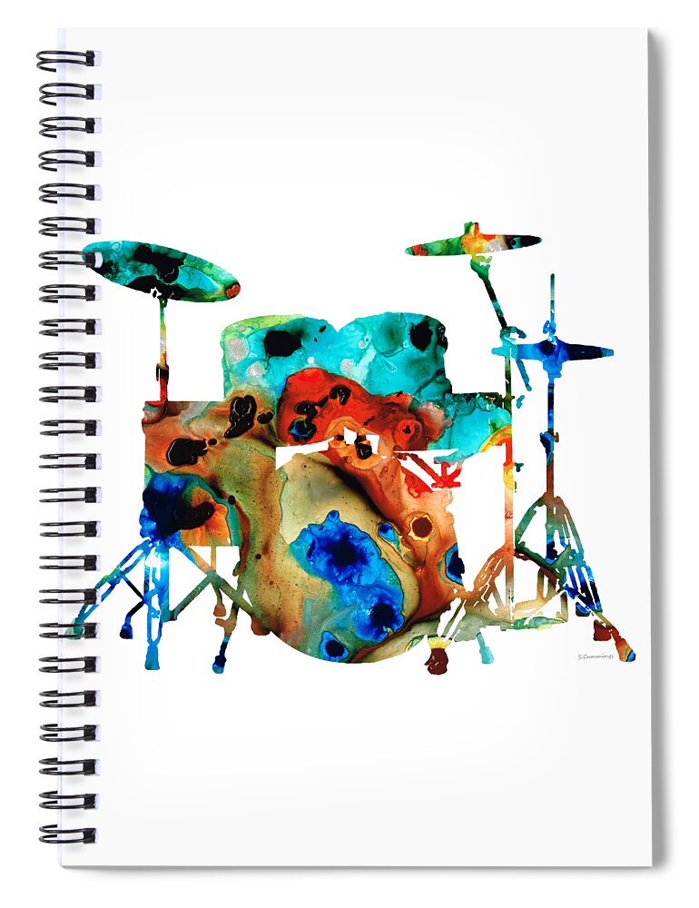 Drum Spiral Notebook featuring the painting The Drums - Music Art By Sharon Cummings by Sharon Cummings