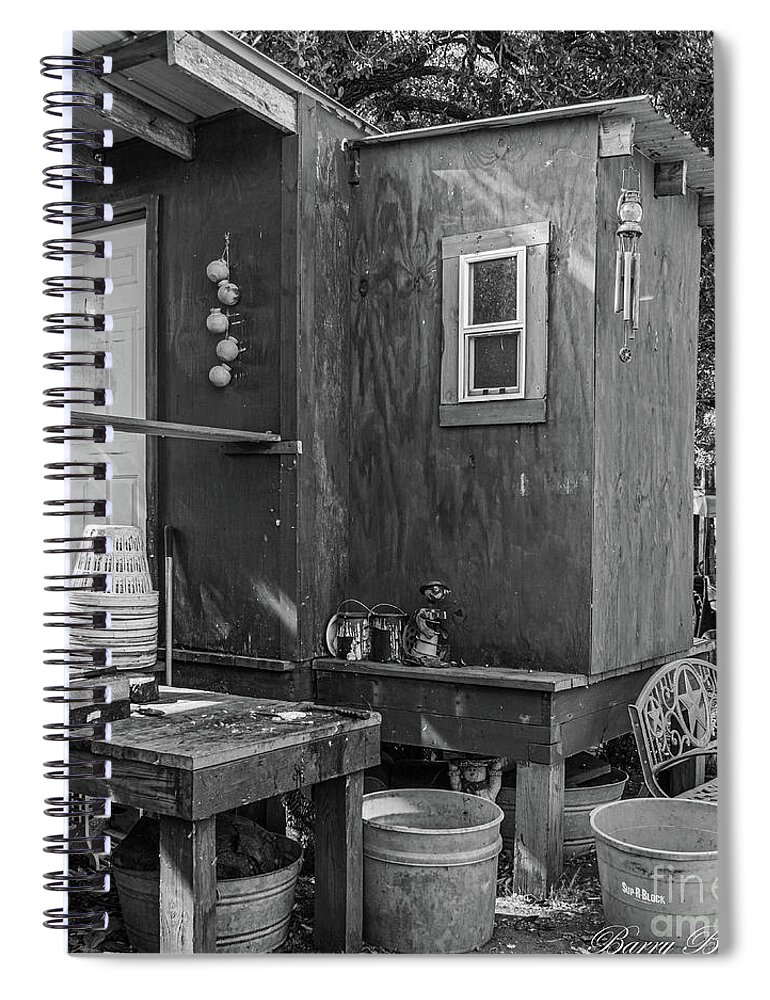 Architecture Spiral Notebook featuring the photograph The duck picker's shack by Barry Bohn