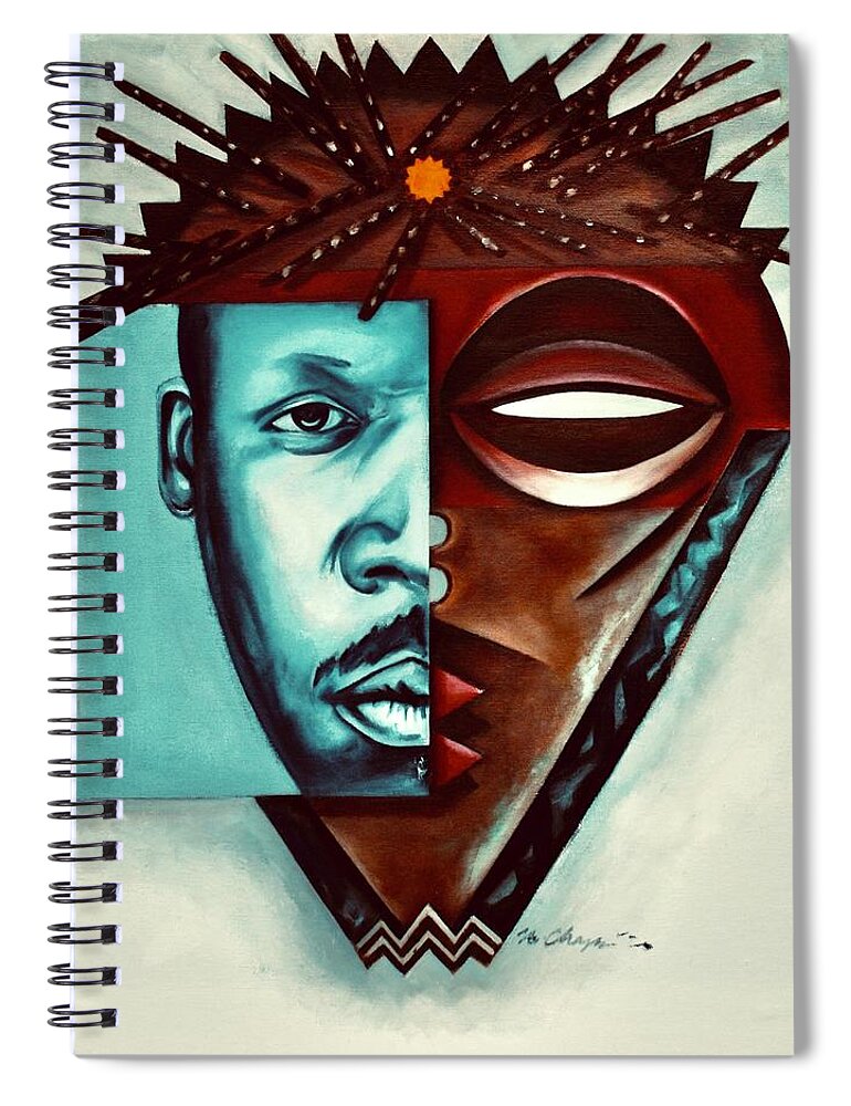 Keyon Harrold Spiral Notebook featuring the painting The Eternal Duality of Eminence / a portrait of Keyon Harrold by Martel Chapman