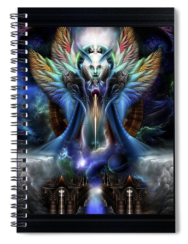 Fractal Spiral Notebook featuring the digital art The Eternal Majesty Of Thera Fractal Art Fantasy Portrait Composition by Xzendor7 by Xzendor7