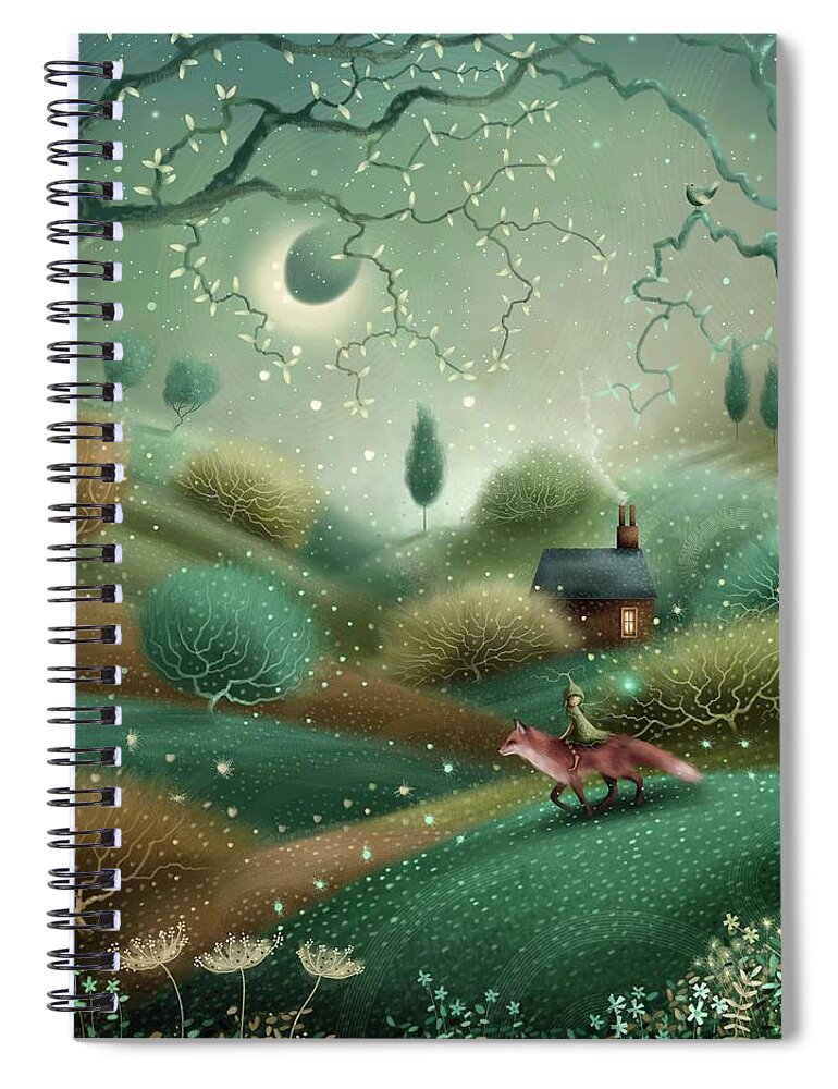 Landscape Spiral Notebook featuring the painting The Fairy and the Fox by Joe Gilronan