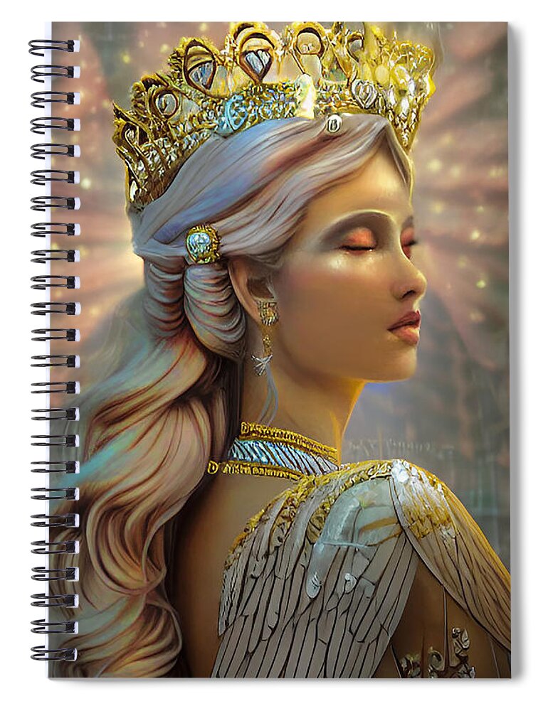 Healer Spiral Notebook featuring the mixed media The First Empress by Shawn Dall