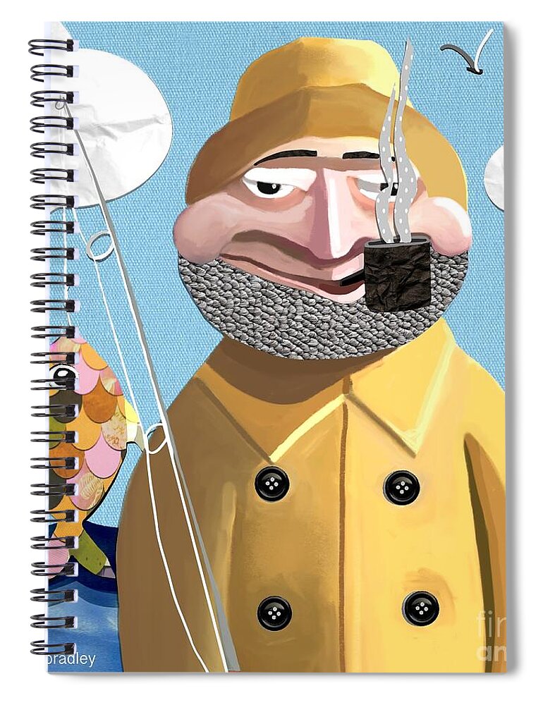 Fisherman Spiral Notebook featuring the mixed media The Fisherman by Tammy Lee Bradley
