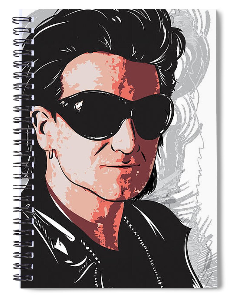 Bono Spiral Notebook featuring the digital art The Fly Achtung Baby by Steve Follman