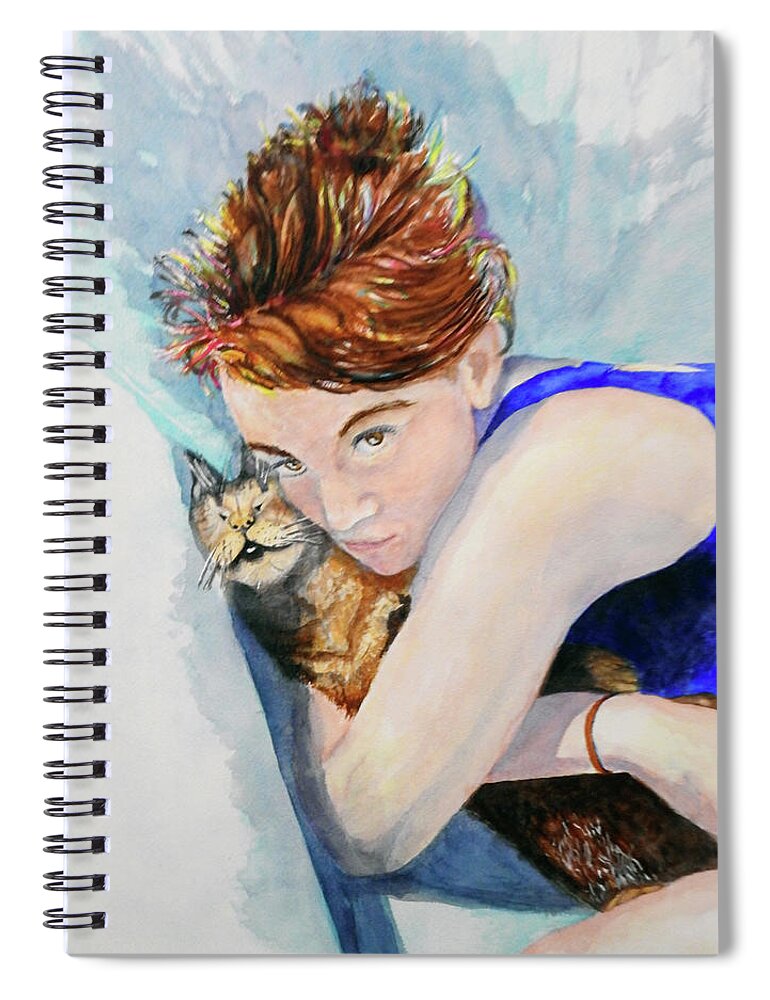 Cat Spiral Notebook featuring the painting The Friend by Barbara F Johnson
