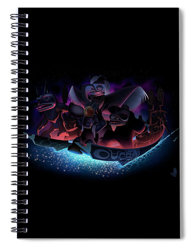 Haida Spiral Notebook featuring the digital art The Future has Arrived by Derek Edenshaw and Dedos