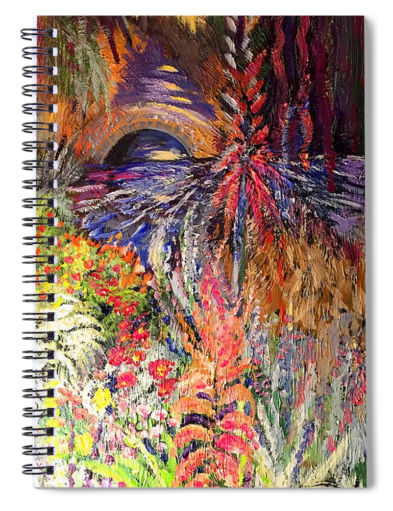 The Garden Spiral Notebook featuring the painting The Garden by Amzie Adams