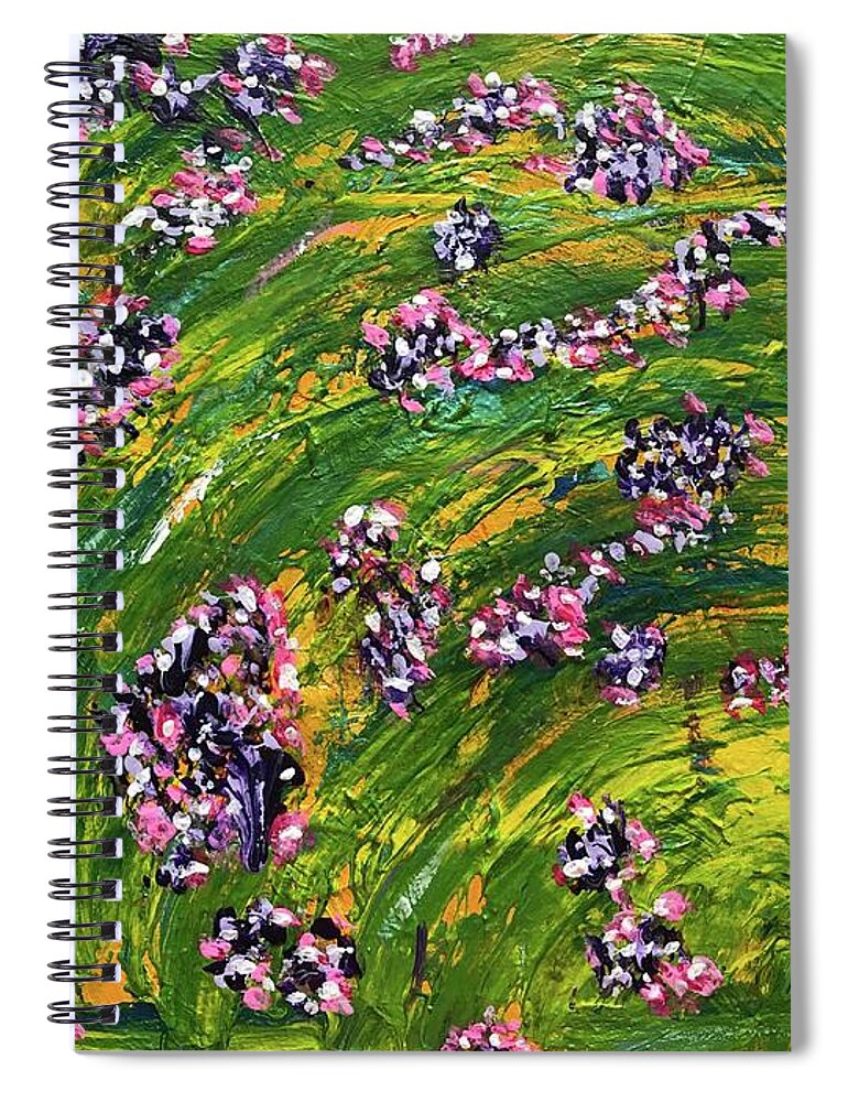 Veil Spiral Notebook featuring the painting The Garden Behind The Veil by Medge Jaspan