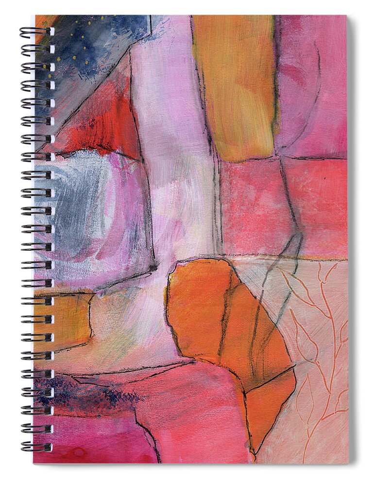 Pinnk Spiral Notebook featuring the painting The Garden Quilt by Diane Maley