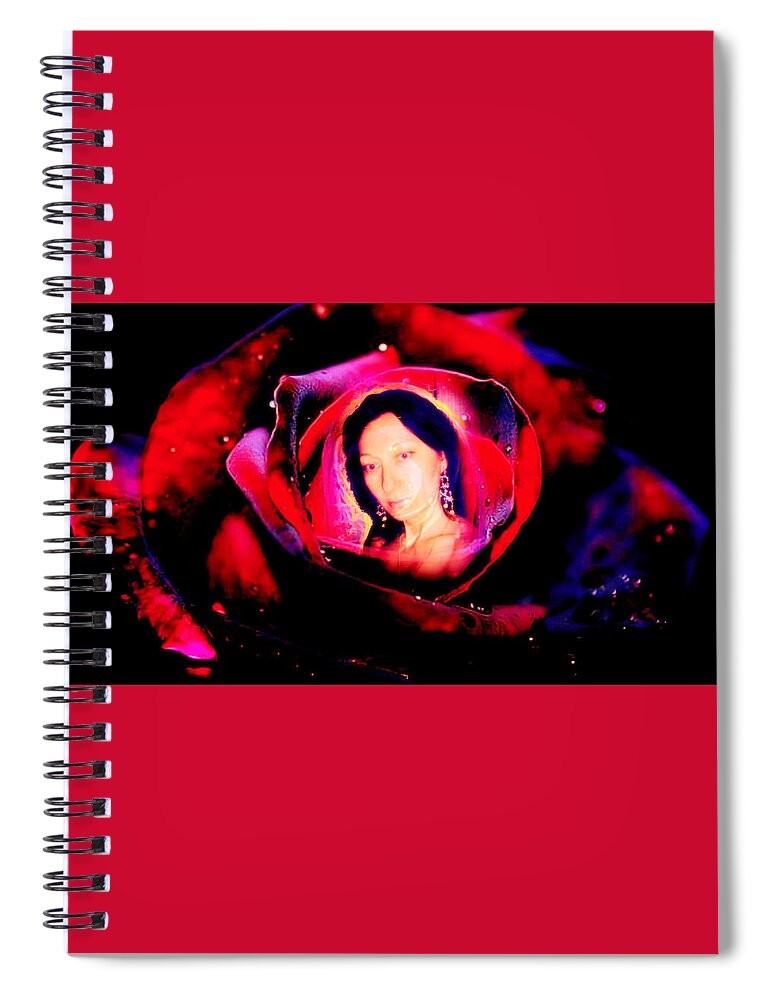 Rose Spiral Notebook featuring the digital art The Gardner and His Rose by Nadia Birru