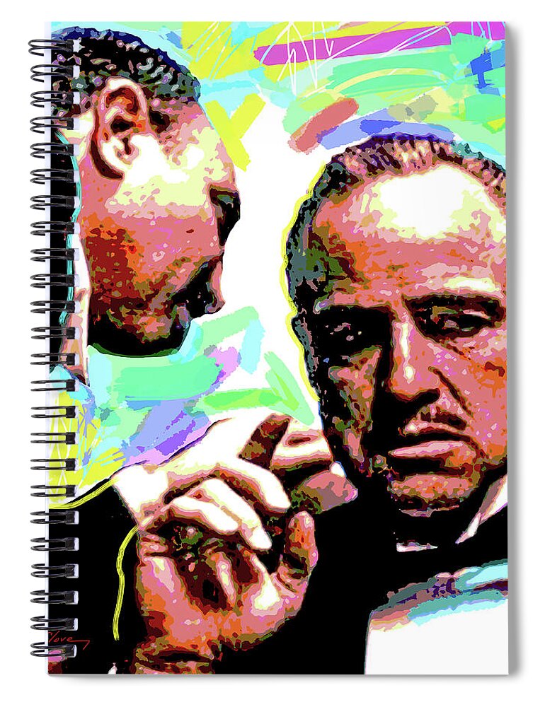 Movie Stars Spiral Notebook featuring the painting The Godfather - Marlon Brando by David Lloyd Glover