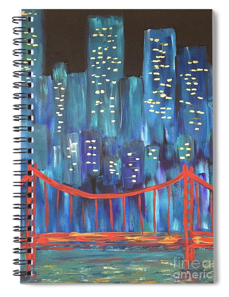 Cities Spiral Notebook featuring the painting The Golden Gate by Debora Sanders