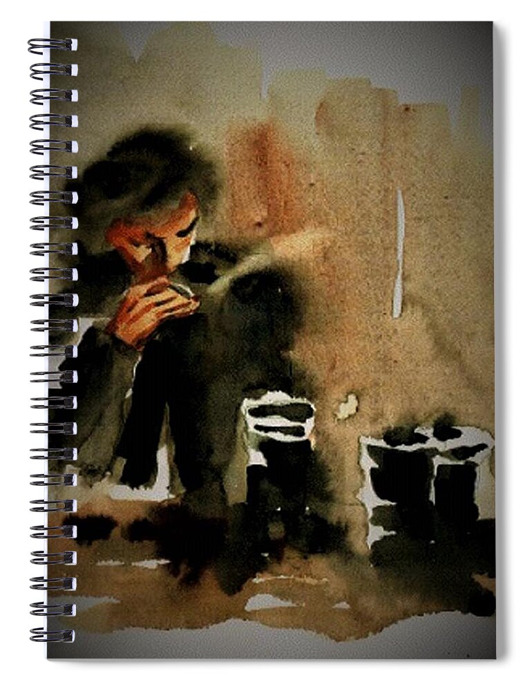  Spiral Notebook featuring the painting The good old times by Val Byrne