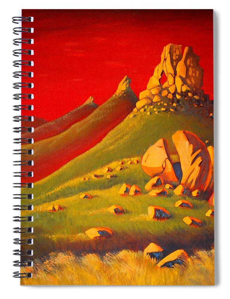 Red Spiral Notebook featuring the painting The Good Side by Franci Hepburn