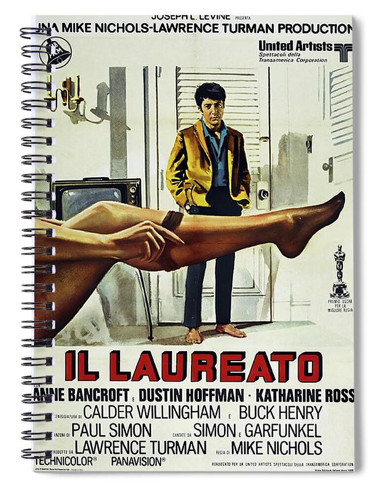 Graduate Spiral Notebook featuring the mixed media ''The Graduate'', with Dustin Hoffman, 1967 by Stars on Art