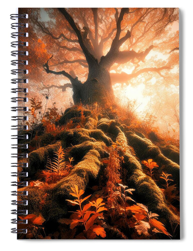 Pin Oak Spiral Notebook featuring the photograph The Grandeur of Fall by Bill and Linda Tiepelman