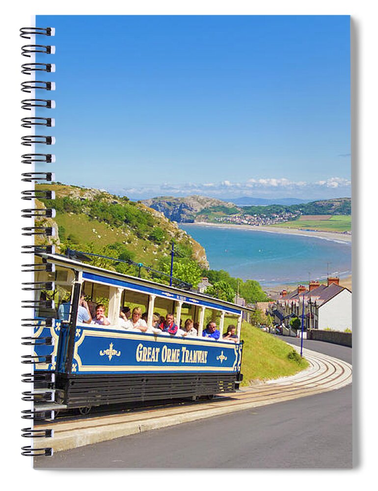 Llandudno Spiral Notebook featuring the photograph The Great Orme tramway, Llandudno, Wales by Neale And Judith Clark