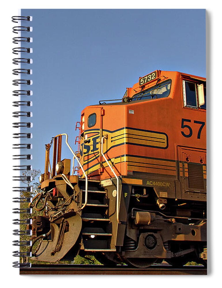 The Great Pumpkin Spiral Notebook featuring the photograph The Great Pumpkin -- BNSF GE AC4400CW in Caliente, California by Darin Volpe