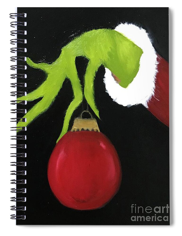 Original Art Work Spiral Notebook featuring the painting The Grinch Who Stole Christmas by Theresa Honeycheck