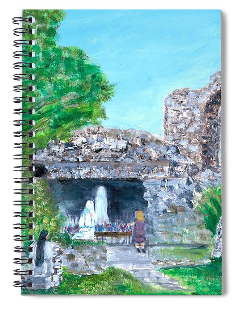 Grotto Spiral Notebook featuring the painting The Grotto by Linda Cabrera