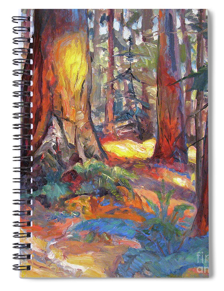 Redwood Forest Spiral Notebook featuring the painting The Grove of the Old Trees by John McCormick