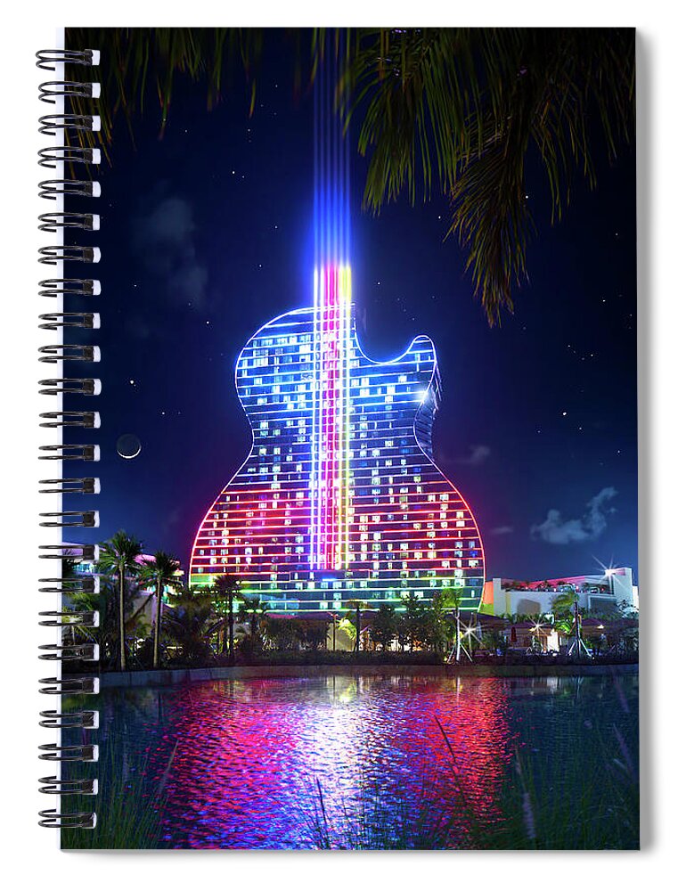 Hard Rock Hotel Spiral Notebook featuring the photograph The Guitar Hotel at Seminole Hard Rock by Mark Andrew Thomas