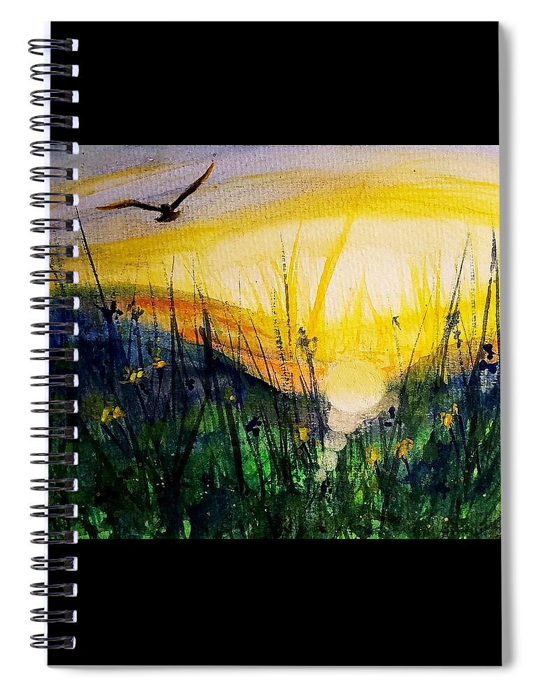 Hawk Spiral Notebook featuring the painting The Hawk by Deahn Benware