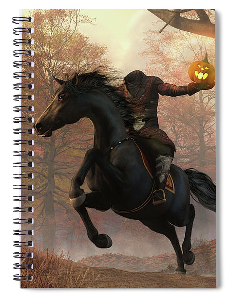 Headless Horseman Spiral Notebook featuring the digital art The Headless Horseman by Daniel Eskridge