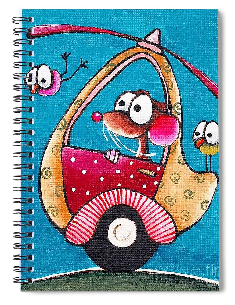 Helicopter Mouse Spiral Notebook featuring the painting The helicopter by Lucia Stewart