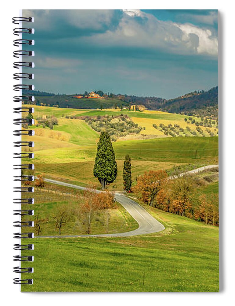 Tuscany Spiral Notebook featuring the photograph The Hills Are Alive In Tuscany by Marcy Wielfaert