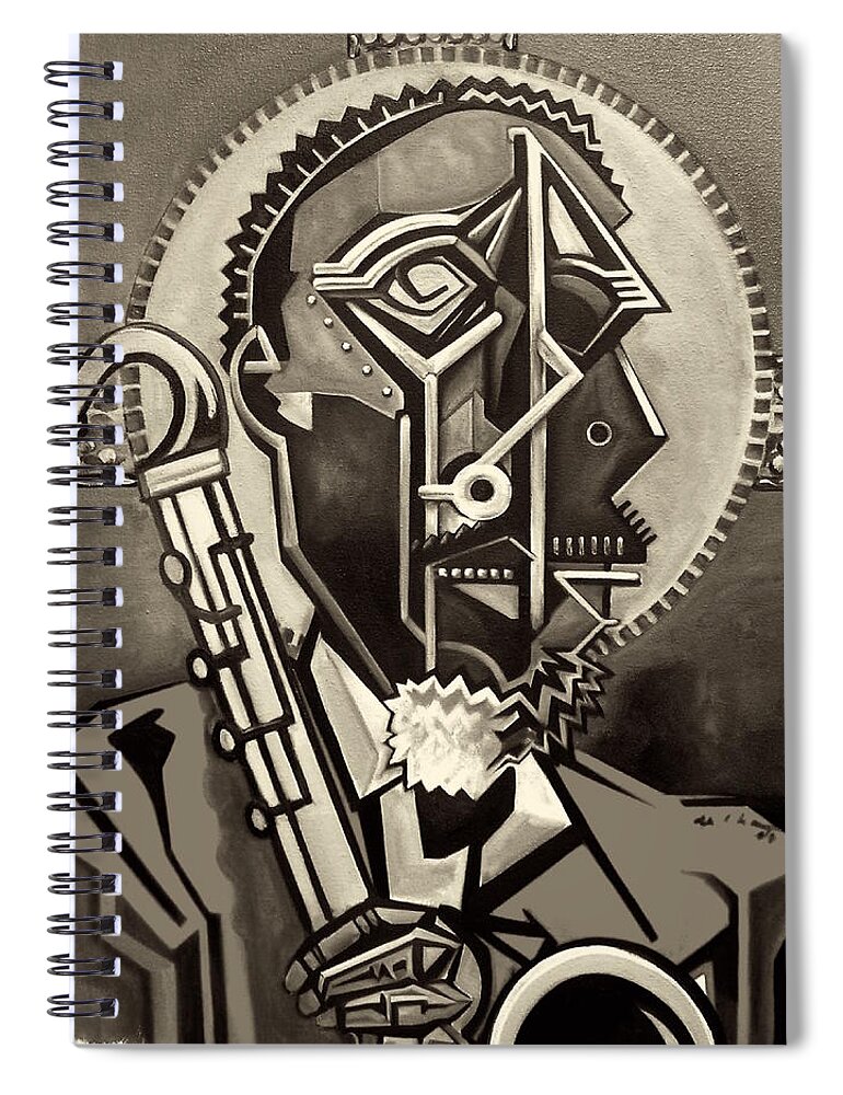  Spiral Notebook featuring the painting The Holy Ghost / Black and White by Martel Chapman
