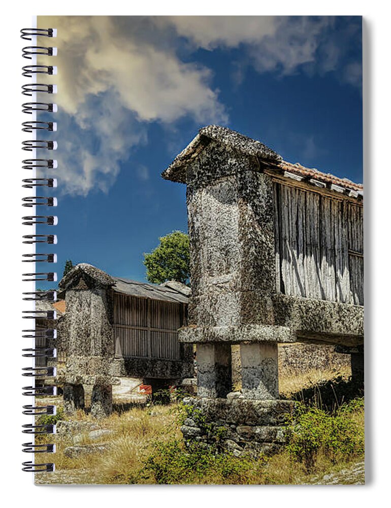 Hórreo Spiral Notebook featuring the photograph The Horreos of Barreiro by Micah Offman