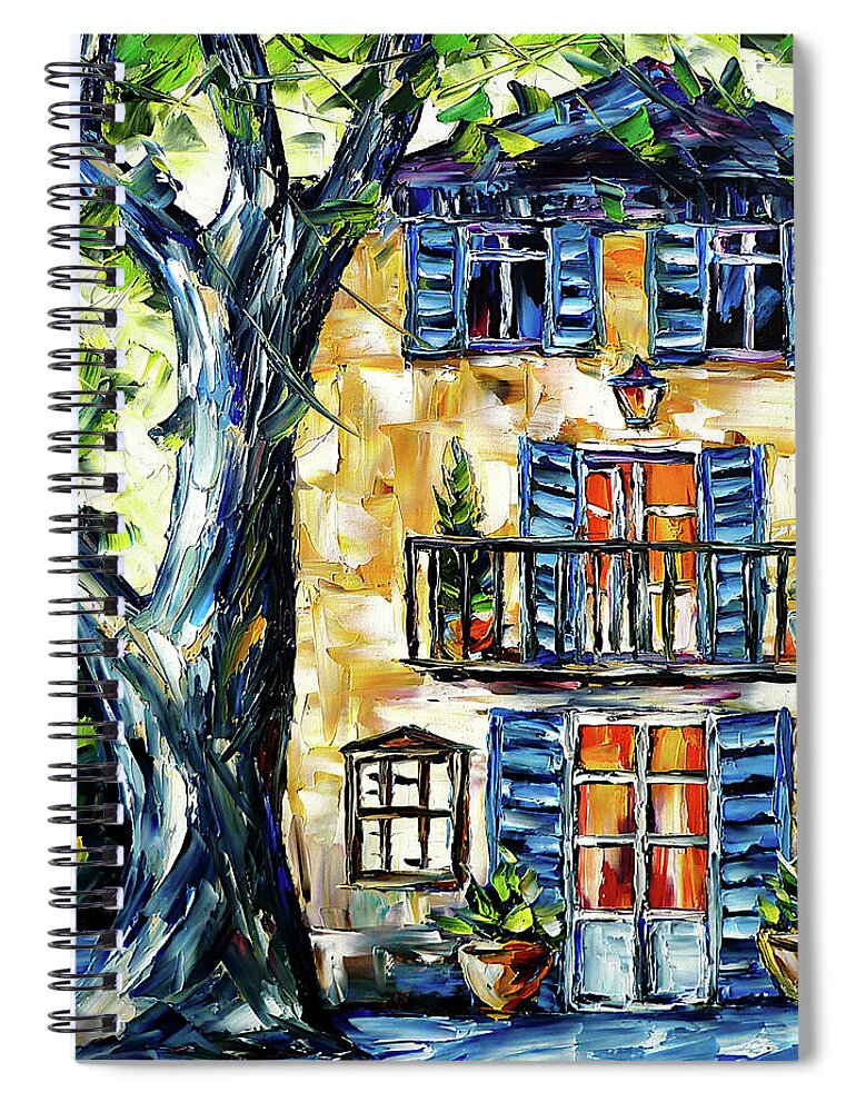 Provence Idyll Spiral Notebook featuring the painting The House In Provence by Mirek Kuzniar