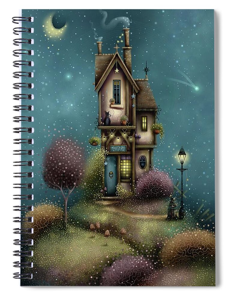 Magic House Spiral Notebook featuring the painting The House of a Thousand Stars by Joe Gilronan