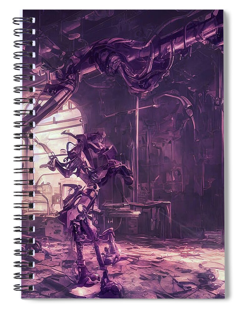 Aiart Spiral Notebook featuring the digital art The infirmary by Micah Offman