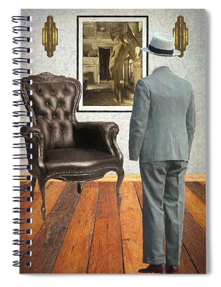 Surreal Spiral Notebook featuring the digital art The Invisible Man at Home by John Haldane