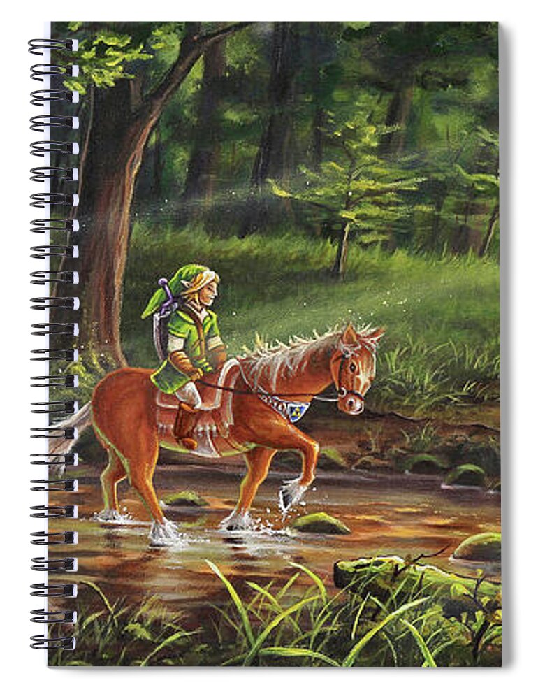 Landscape Spiral Notebook featuring the painting The Journey Begins by Joe Mandrick