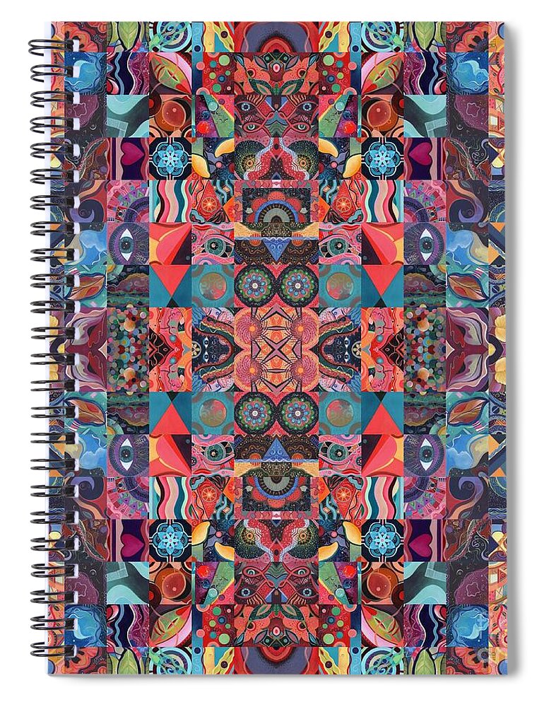 The Joy Of Design 64 Quadrupled 2 By Helena Tiainen Spiral Notebook featuring the digital art The Joy of Design 64 Quadrupled 2 by Helena Tiainen