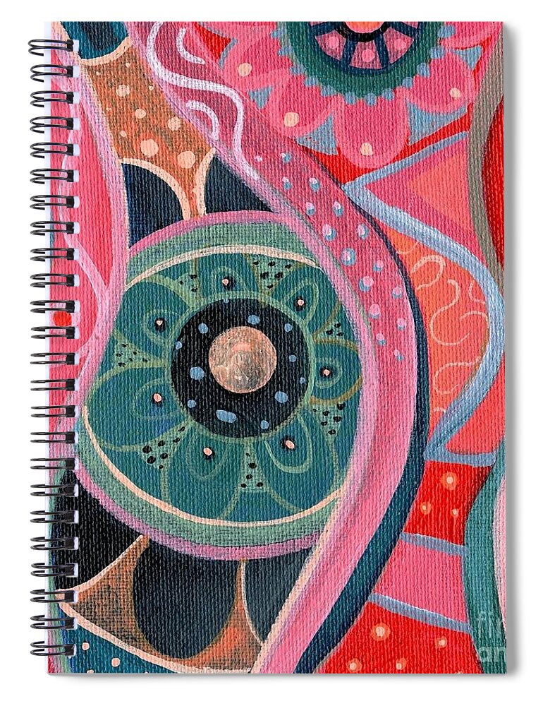 The Joy Of Design Liv By Helena Tiainen Spiral Notebook featuring the painting The Joy of Design L I V Part 2 by Helena Tiainen